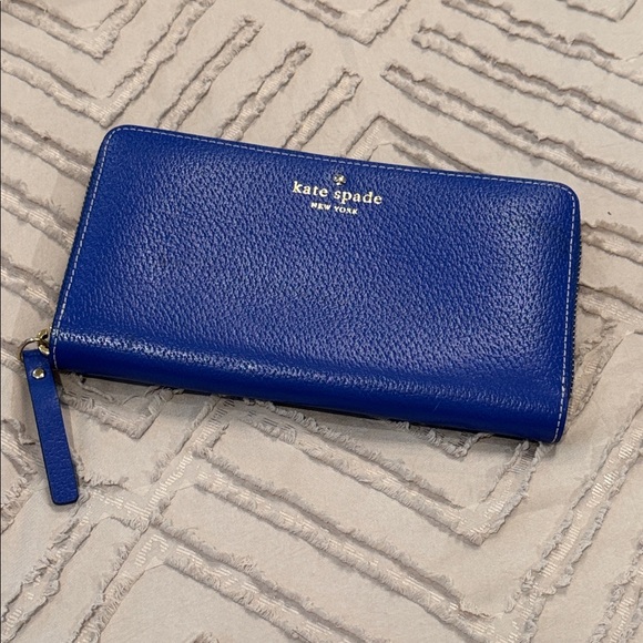 kate spade Handbags - KATE SPADE NEW YORK Royal Blue Large Zip Wallet